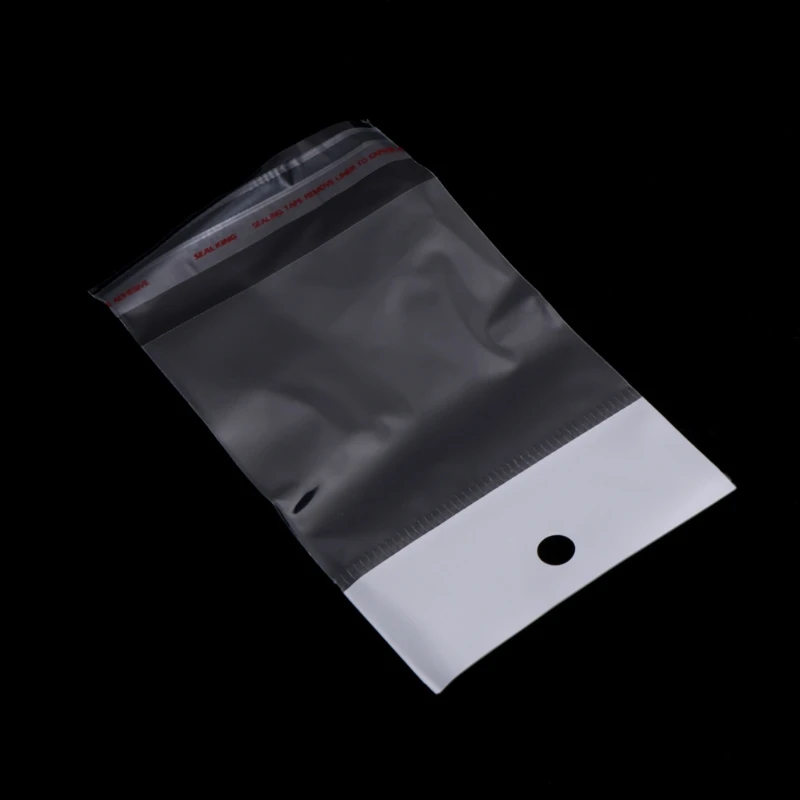 Y1UB 100 Pcs Self-adhesive Bags Jewelry Plastic Sealing Bag Transparent Garment Bag Hanging Hole Bag Tableware Packaging Bag