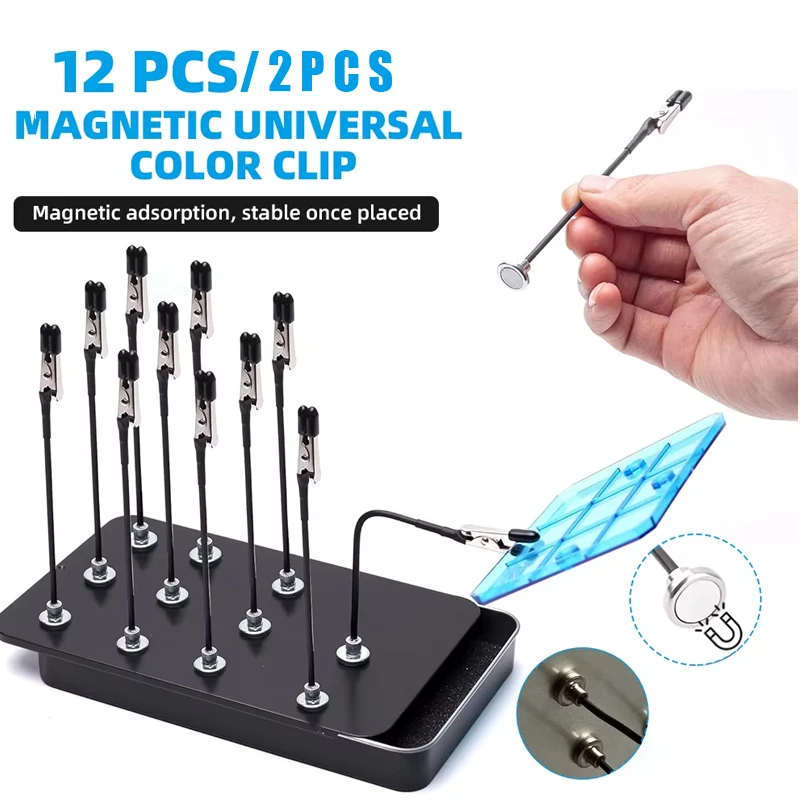 12/2PCS Model Painting Stand Base Holder Alligator Clip Sticks Magnetic Bendable for Airbrush Spray Hobby DIY Model Crafting