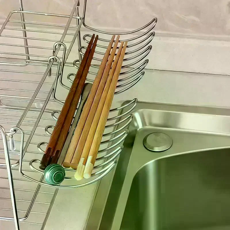 Stainless Steel Hanging Drain Rack for Kitchen Organization Essentials 1/2pcs
