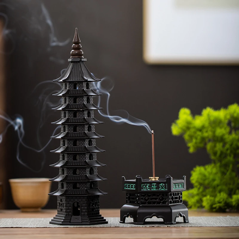 

Chinese Tower Design Incense Burners Outdoor Garden Fragrance Metal Incense Holder Stand Zen Garden Incensario Home Decor