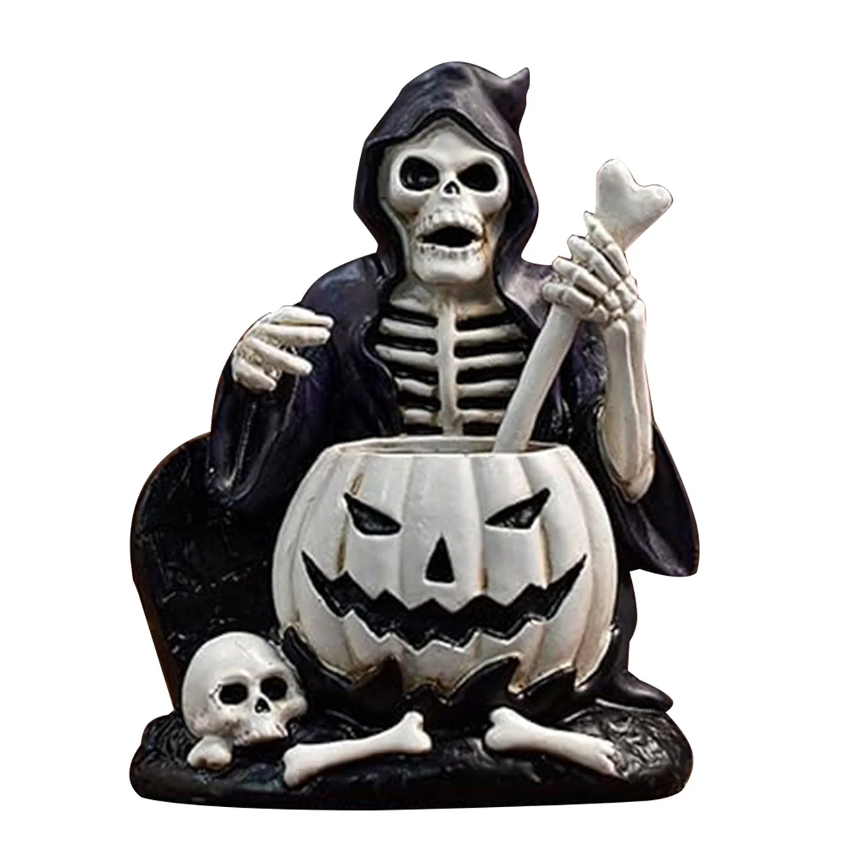 Halloween Skull Statues Desktop , Resin Sculpture Skeleton Crafts Ornaments, Halloween Home Table Party Decor