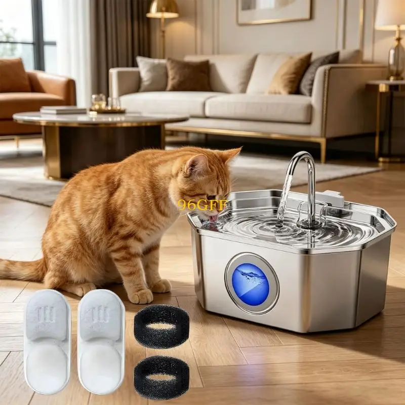 96GF 32PCS Pet Water Bowl Filter Replacement And Absorption Layer Set For 3.2L Animal Drinking Container 4 Stage Cleaning System
