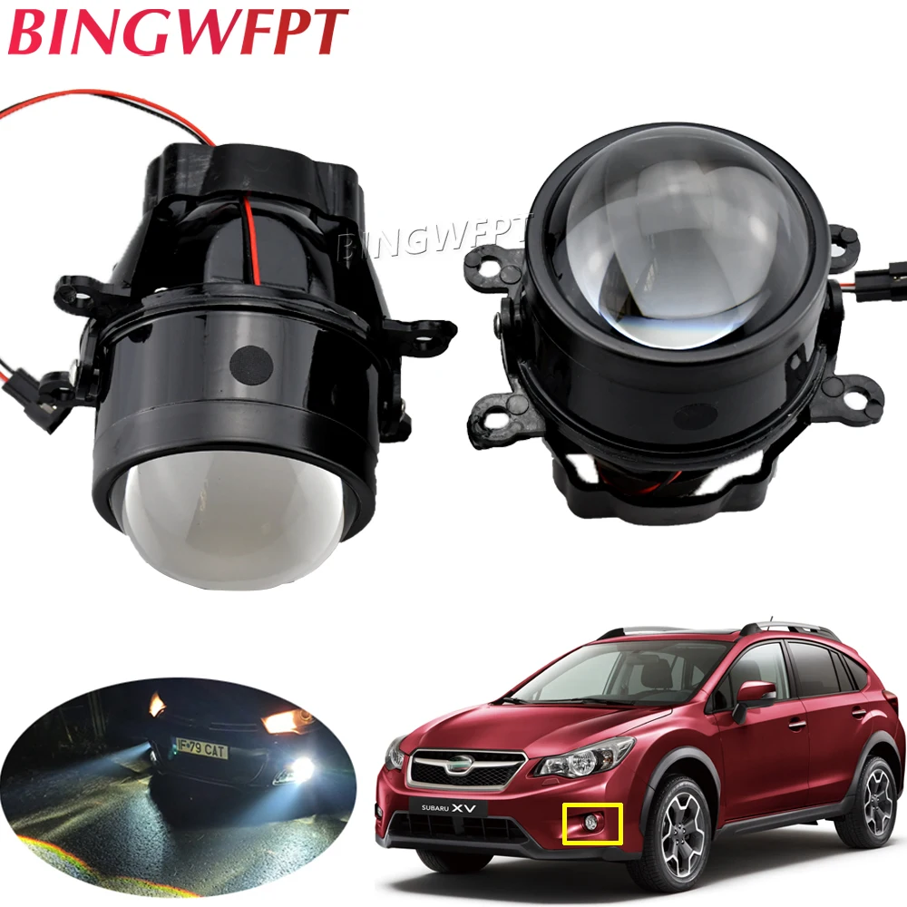 

2X Fog Light For Subaru Forester WRX STI Impreza XV BRZ Justy Outback Legacy Car LED Lens HD Glass Blue Film Bi Xenon Fog Light