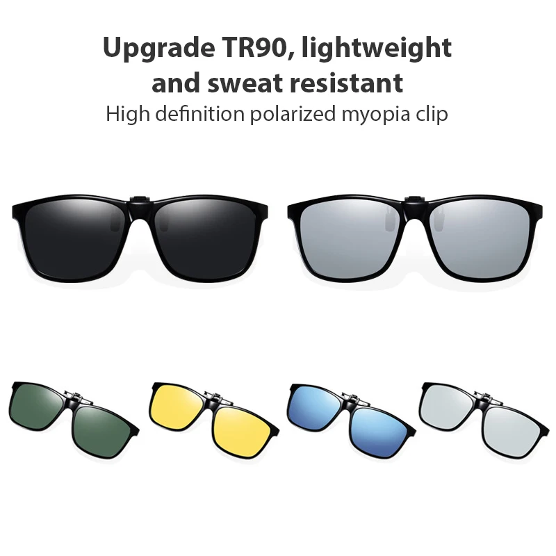 Fishing Polarized Pilot Flip Up Clip On Sunglasses Men Photochromic Uv400 Women Driving Sun Glasses Color Change Night Vision