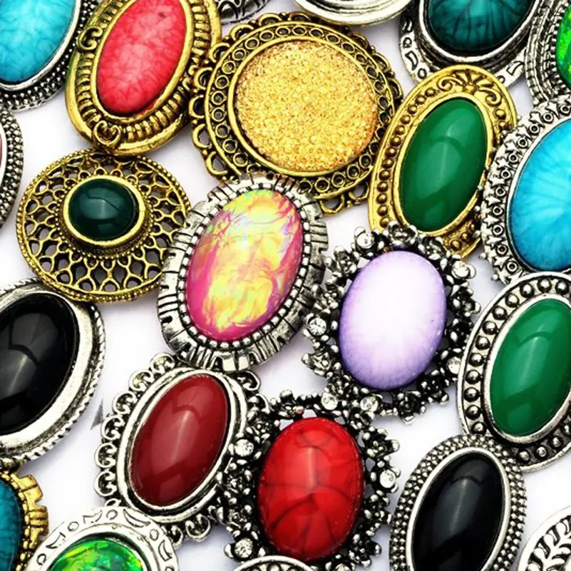 Wholesale 5Pcs/Lot Gothic Vintage Mixed Styles Colorful Big Stone Rings For Women Fashion Finger Ring Jewelry Accessories