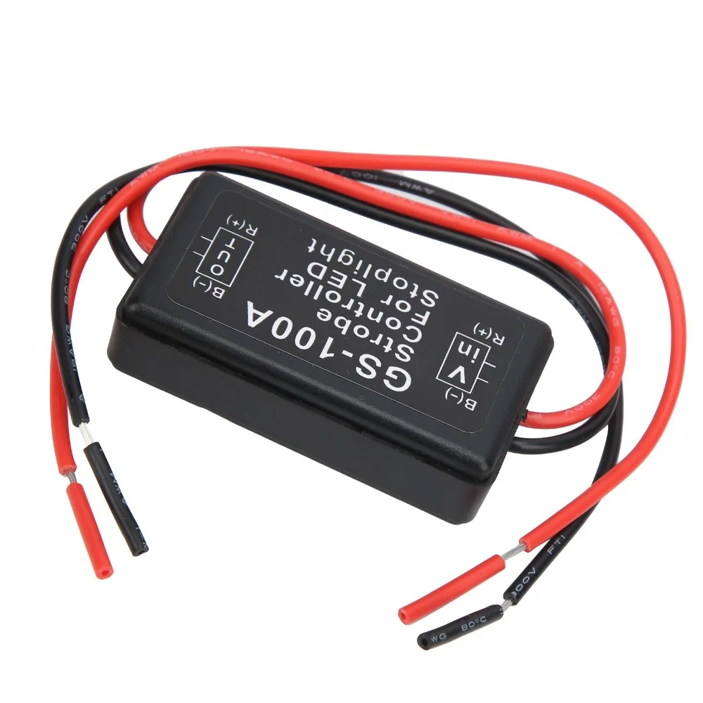 

GS-100A Strobe Controller 2A 12-24VDC GS‑100A Strobe Controller Plastic 5*3*1.5cm Brake Lights Strobe Controller Flash Control