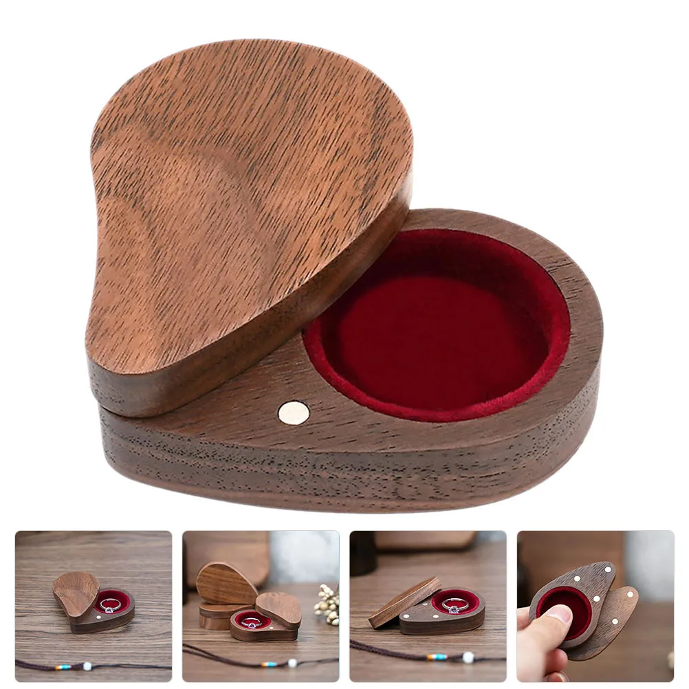 

Деревянная шкатулка для хранения ювелирных изделий в форме сердца, органайзер для колец, серег и ожерелья, простой нежный дизайн, дисплей для торговли, прочный, надежный