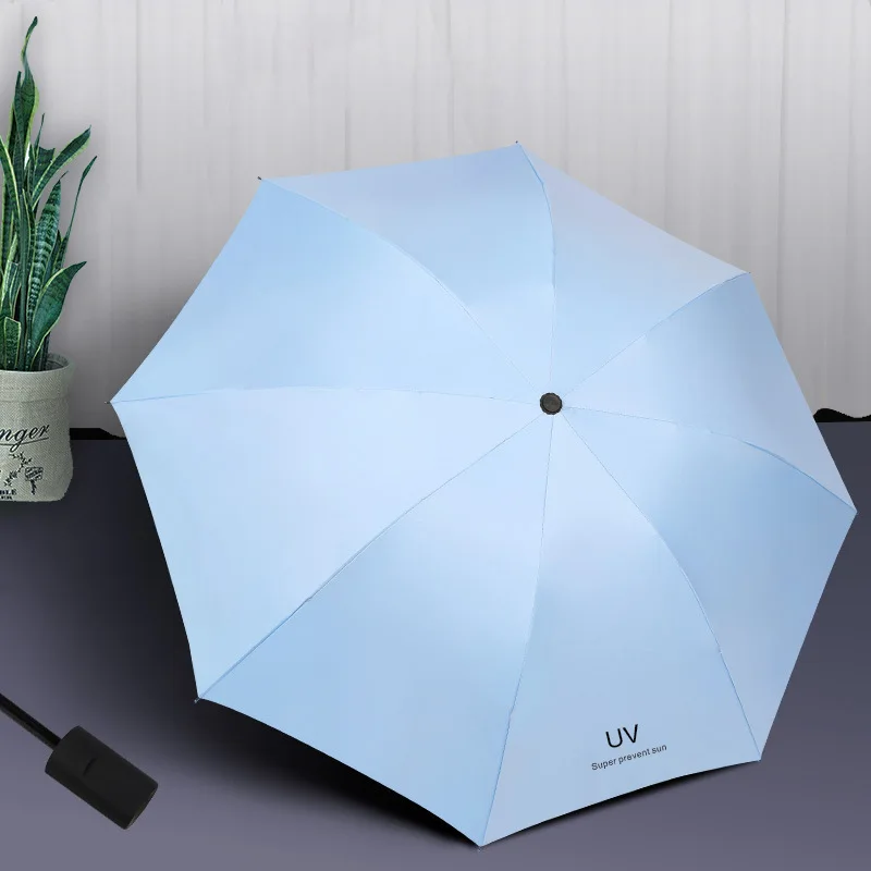 Minimalist and fashionable manual folding umbrella black glue sun protection UV protection, rain and sunny dual-purpose umbrella