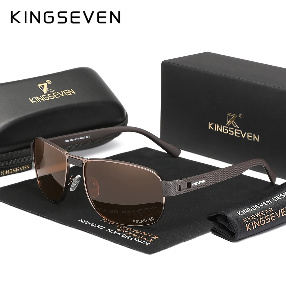 KINGSEVEN Männer Polarisierte UV400 Sonnenbrille Mode Vintage Retro Rechteck Klassische Schutzbrille Im Freien Fahren Brillen