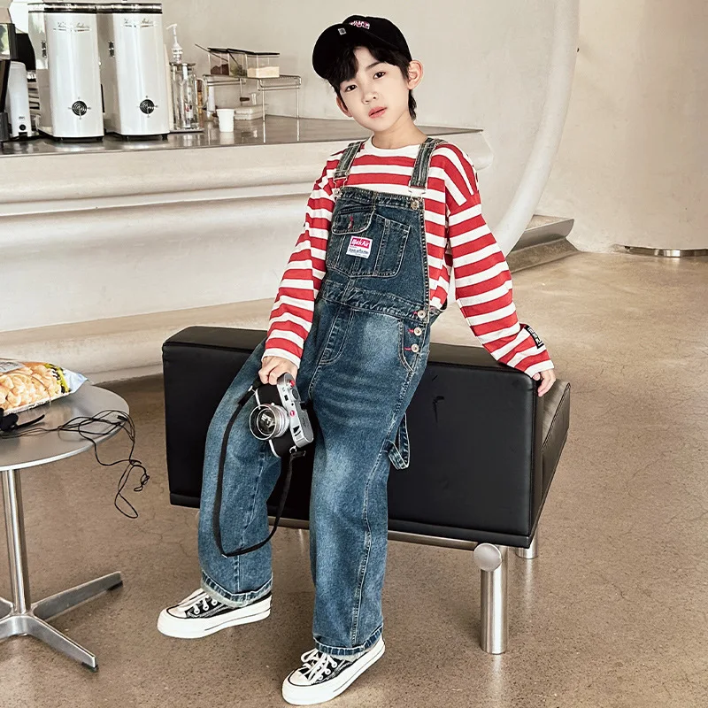 Spring Autumn Kids Boys Jeans Overalls for Teens Denim Rompers Child Denim Jumpsuits Children Jeans Pants for Boys Overalls