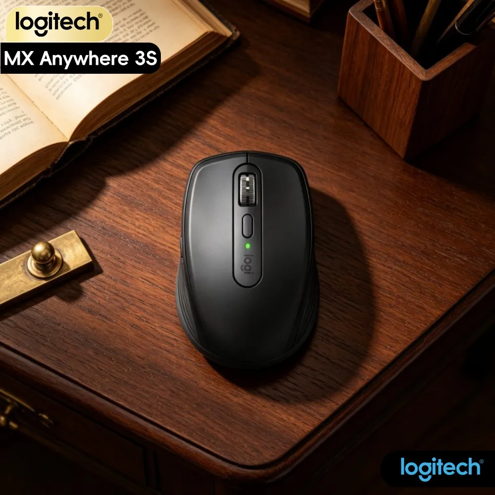 Portable Logitech MX Anywhere 3S - 8K DPI Darkfield, Hyper-Scroll, Silent Click, USB-C Charge, Compact For On-The-Go Work