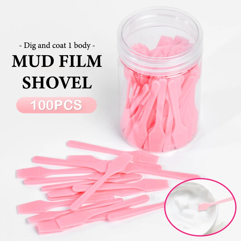 100 pezzi/barattolo per crema per gli occhi, piccola spatola cosmetica per imballaggio in barattolo, applicatore per raschietto in plastica da 62 mm