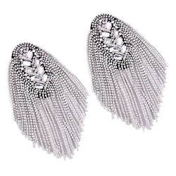 1 Pair Tassel Epaulet Rhinestone Shoulder Board Tassel Link Chain Epaulet Costume Shoulder Badge for Man