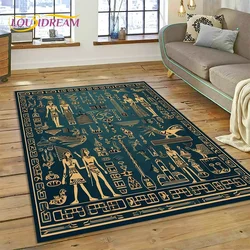 Pharaoh Hieroglyphic Egyptian Mythology Carpet Rug for Bedroom Living Room Home Sofa Decoration,Children Large Decor Floor Mat