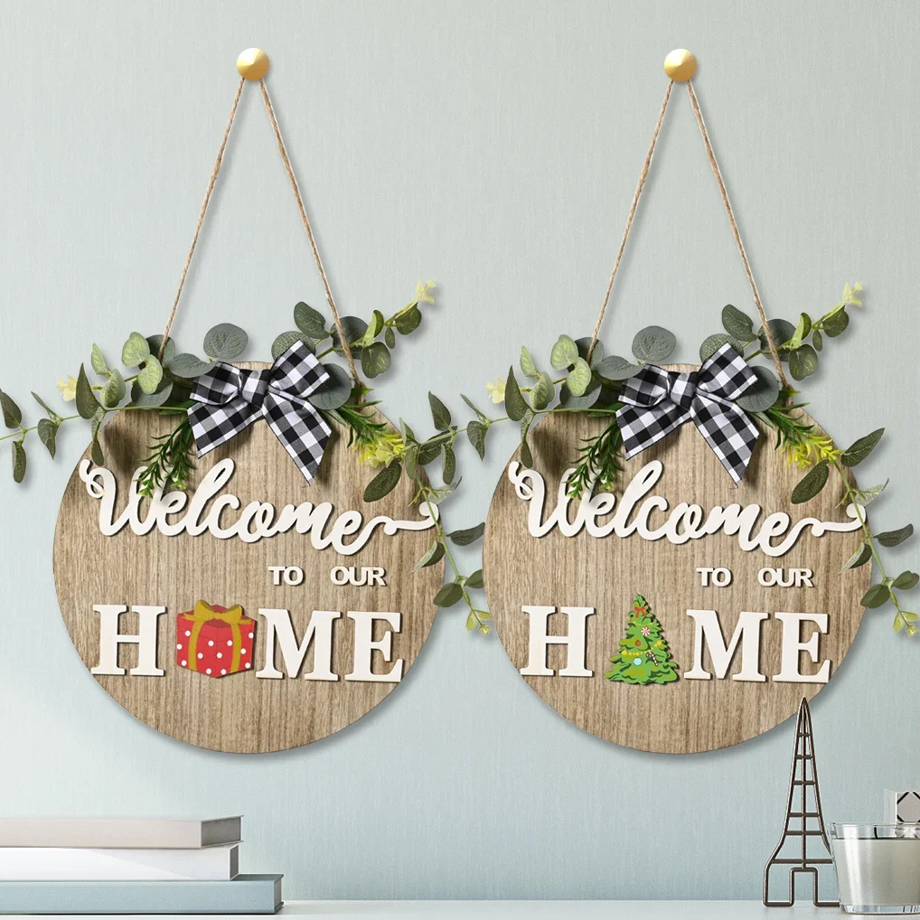 New cross-border three-dimensional DIY can replace a variety of patterns wooden welcome house number Christmas and Halloween