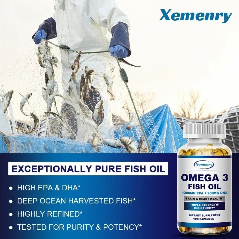 Omega 3 Fish Oil -  Benefits The Cardiovascular System, Protects Eye Fatigue, Cognitive Function, and Learning Ability