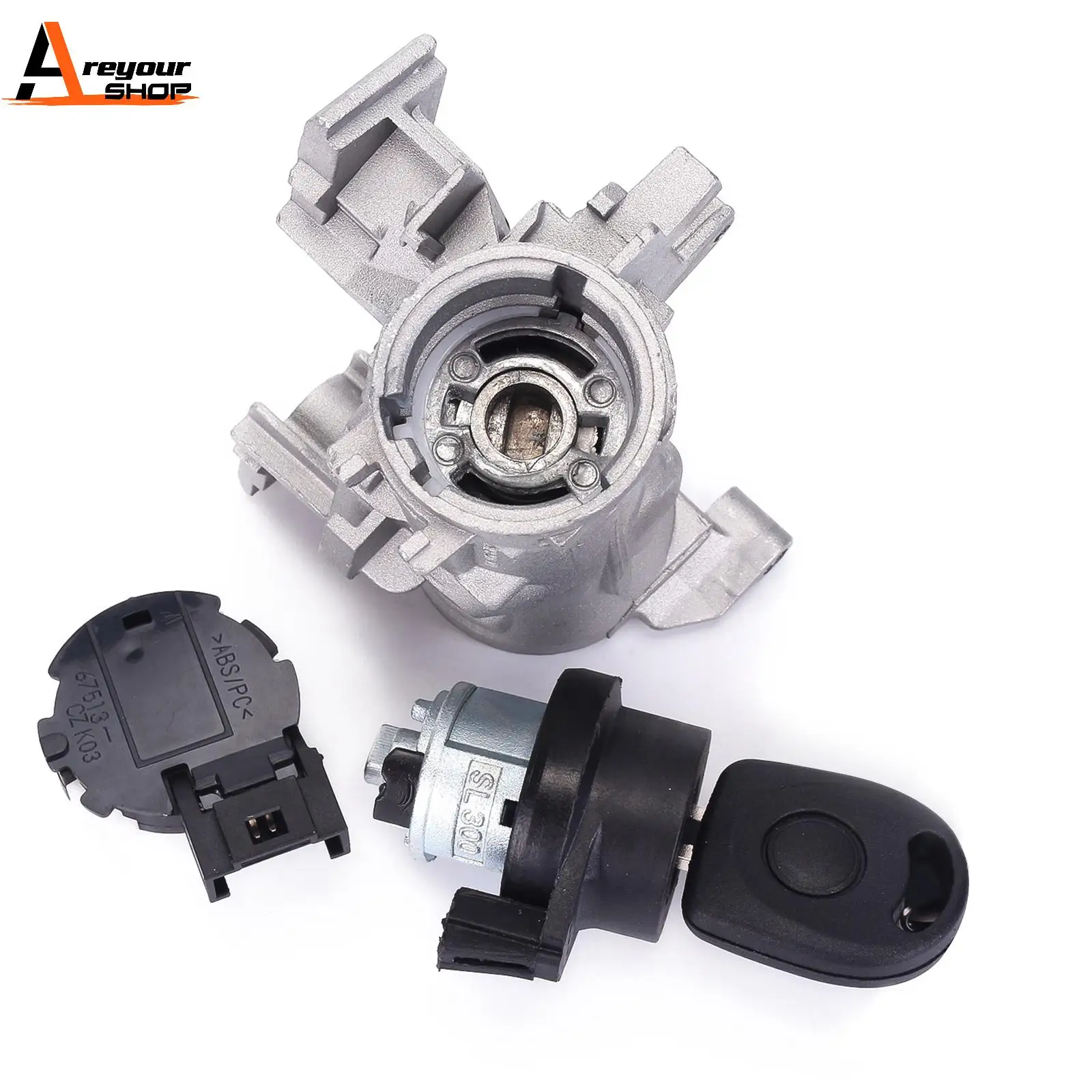 Areyourshop Ignition Switch With Lock Cylinder Key for VW Golf Jetta MK5 SEAT 1K0905851B 1K0953527D