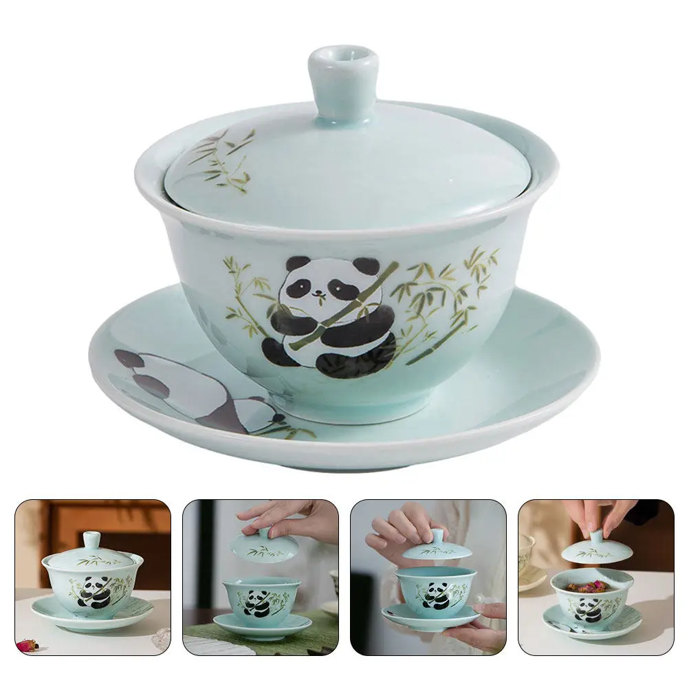 

1Set Ceramic Teacup Saucer Set Panda Pattern Chinese Style Kawaii Tea Cup for Brewing Tea Lovers Gift Aesthetic Cute Mug
