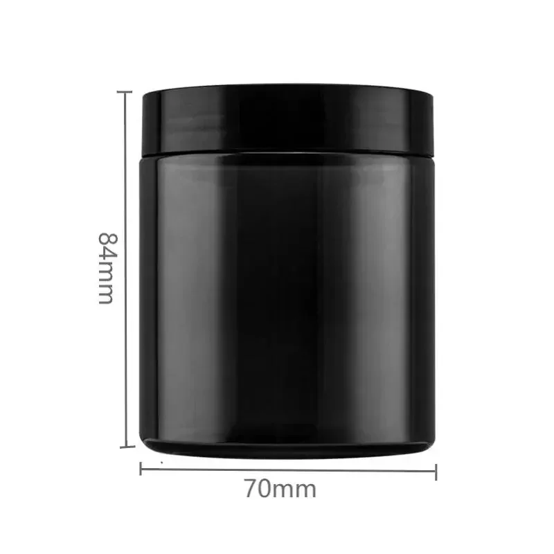 12Pcs 250ml Black Plastic Jar Empty Cosmetic Face Cream Refillable Bottle Travel Pot Storage Containers For Dried Fruit Candy