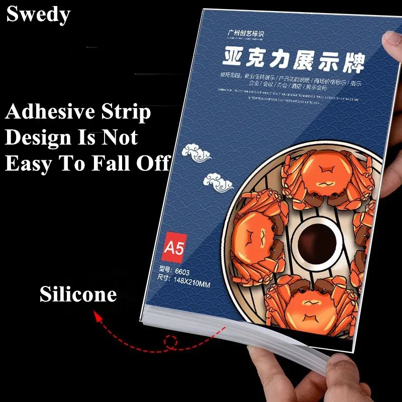 A6 100x150mm L Shape Table Signboard Acrylic Sign Holder Display Stand Flyer Poster Frame Menu Paper Price Label Holder Stand