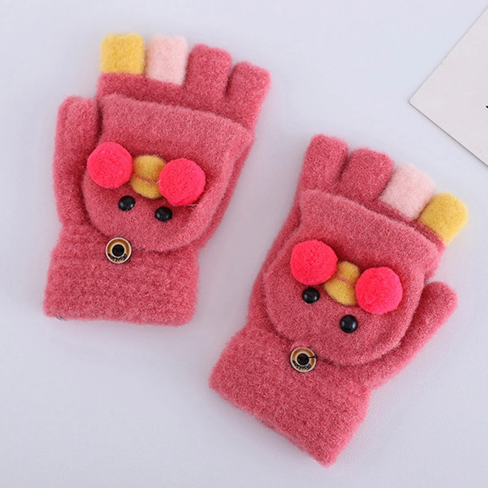 

Children Glove Boy Fingerless Mittens Flip Convertible Kids Top Children Winter Knitted Gloves Warm Kids And Football Gloves