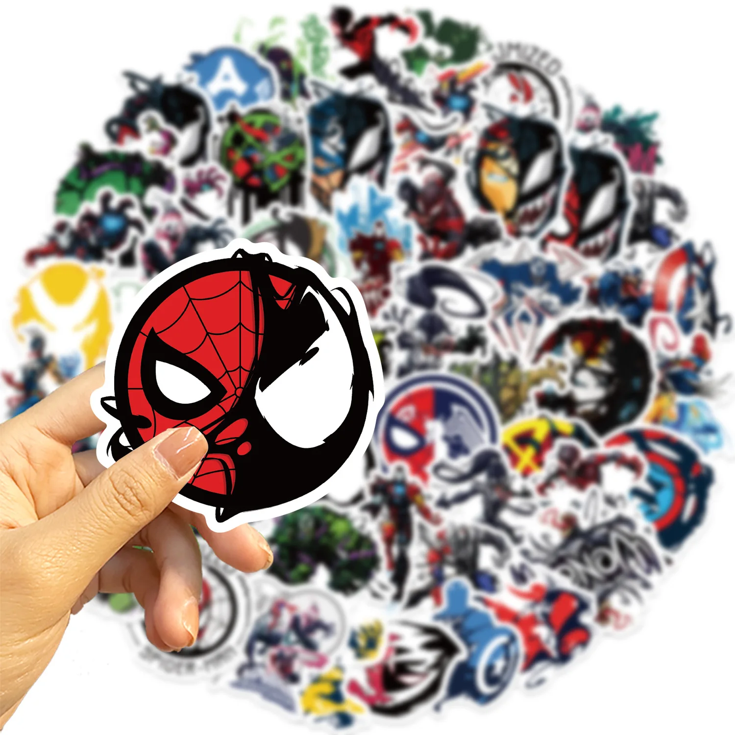 50 Spider-Man Venom Stickers Marvel Superhero Stickers DIY Skateboard Guitar Waterproof Stickers Kids Toys and Gifts