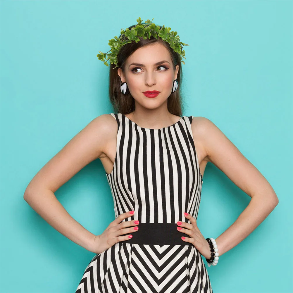 Bandeau couronne florale Shamrock, 2 pièces, ruban réglable vert, accessoires pour cheveux de fête de mariage, diadème de mariée