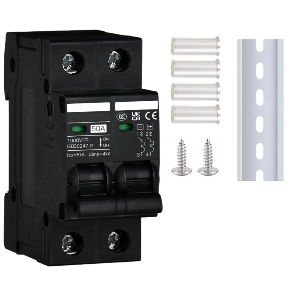 DZ47Z-2P DC-MCB for Photovoltaic Systems with Dual Pole Disconnect Function and 10000 Electrical Operating Cycles