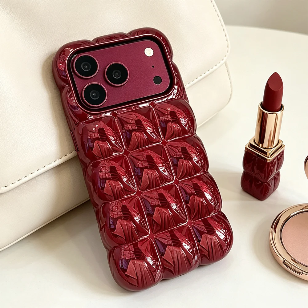 인스 체리 레드 3D 퍼프 버블 그리드 폰 케이스 아이 - Phone Cases Redbubble 리뷰 및 가격