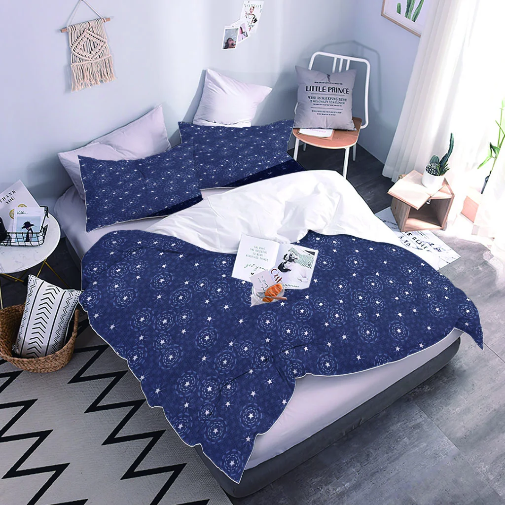 HUANZHUANG Printing Blue Star 3D Duvet Cover Set Bedding Set Includes Duvet And Pillowcase For Boys And Girls Room Gift