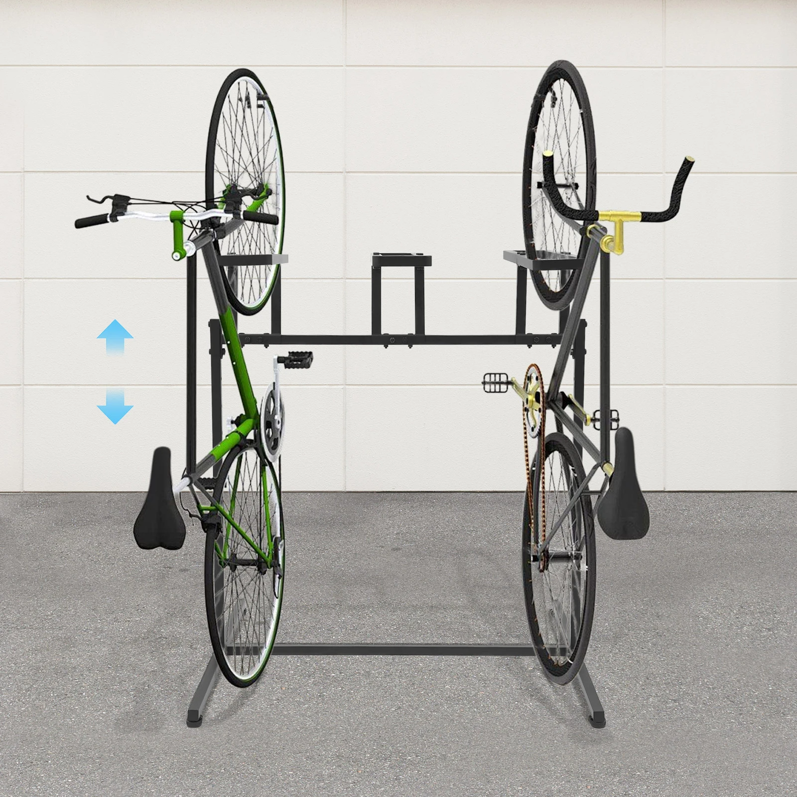 

Black 3-Slot Bike Parking Rack - Iron Frame with High-Temp Baking Paint, 132.28lbs Load, Fits 24-29in Mountain/Road Bikes