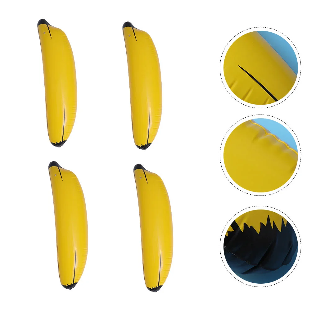 

4 Pcs Inflatable Banana Toy Lifelike PVC Photo Props Realistic Design Kids Educational Fruit Display Supermarket naments Beach