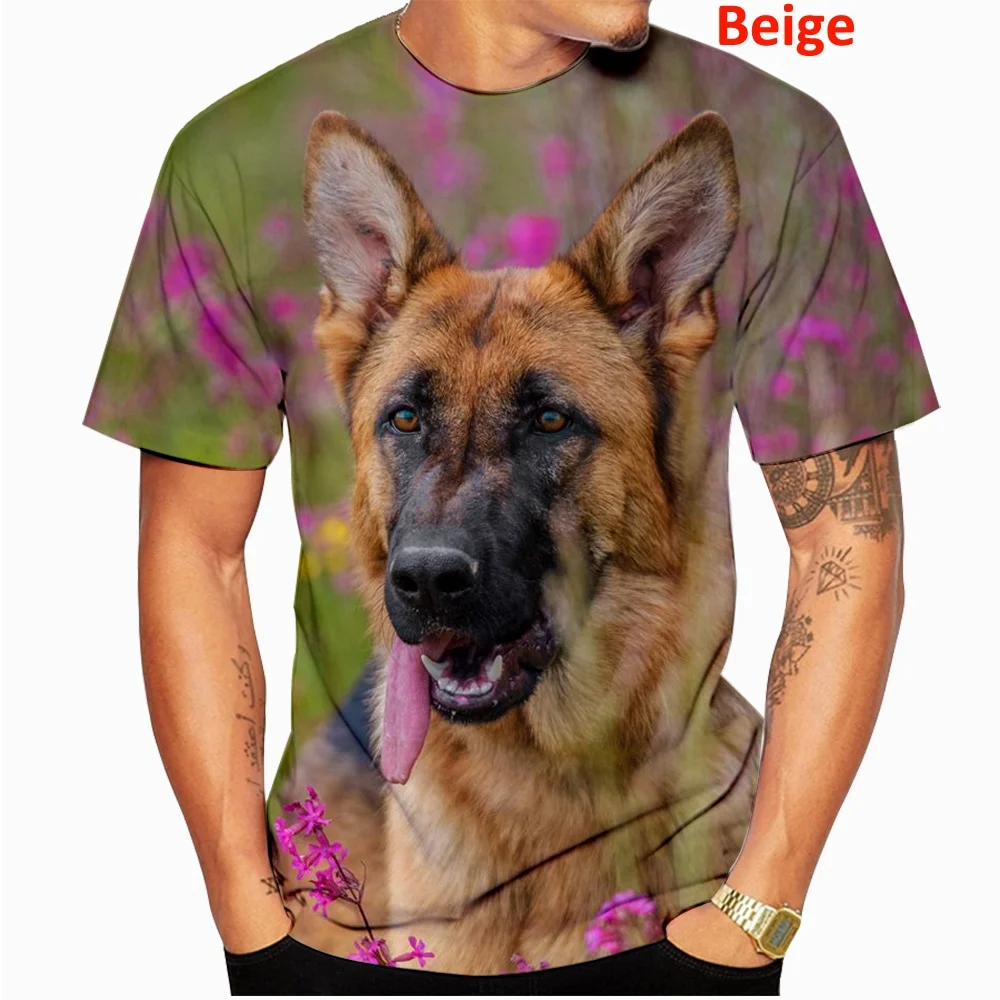 Cute 3D Dog German Shepherd Pattern Men Summer T Shirts Unisex Fitness Short Sleeve Tops Tee