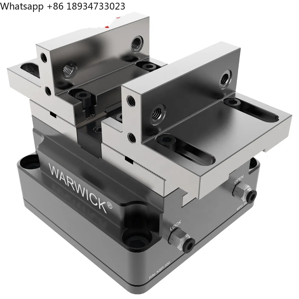 KSP2-100+RZ-100A 5 Axis Self-centering Pneumatic Vise for VMC Rotary Centric Vices with Aluminum Soft Jaw