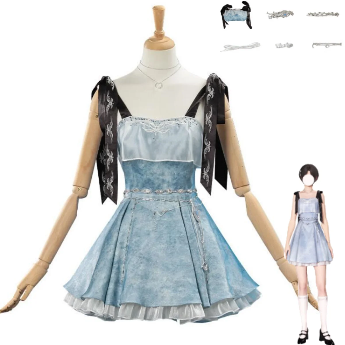 

Костюм для косплея Game Love and Deepspace Mc Player Xia Yizhou Caleb, синее платье-бретелька для именинницы, женский сексуальный праздничный комплект в стиле Лолиты