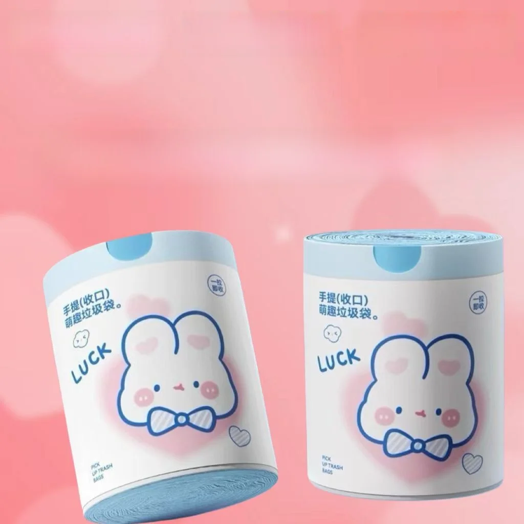 Thickened Handheld Kitchen Garbage Bags Small Rabbit Cartoon Design Blue Heart Rabbit Super Large Trash Bags Easy to Use