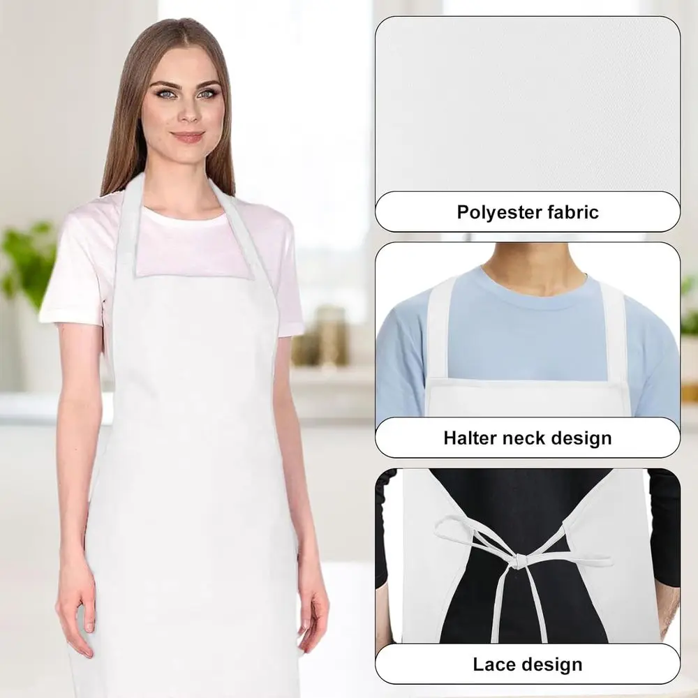 Unisex Adult Bulk Plain Chef Aprons, 32 x 28, Kitchen Bib Aprons for Men & Women