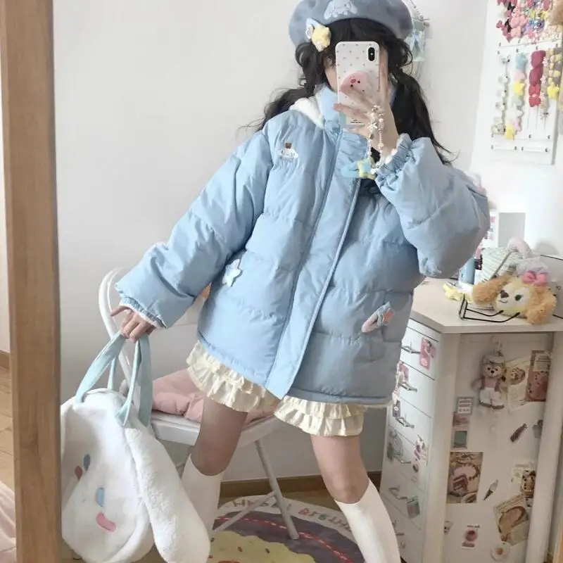 Winter Korea Design Parka's met capuchon Tops Losse pluche fluwelen gevoerde katoenen jassen Casual Casaco Elegante dames Chaqueta Abrigo