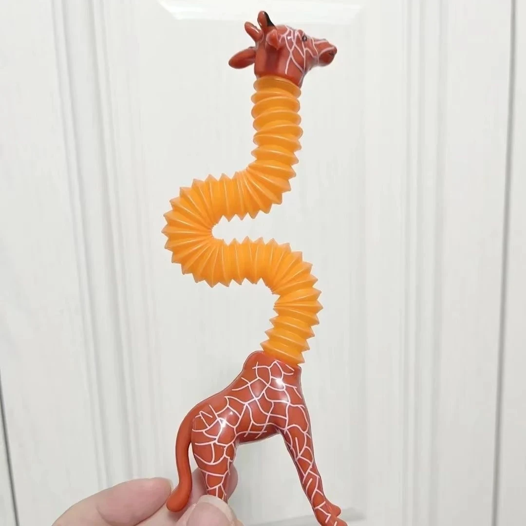 1Pc Stretch Pop Tube Giraffe Toy, Sensory Fidget Toy For Kids, Cute Giraffe Stress Relief Squeeze Decompress Toy