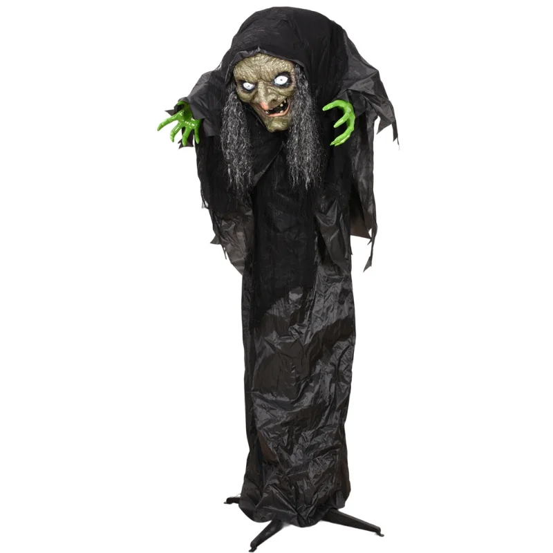 

1.7M Halloween Big Ghost Prop Voice Activated Induction Swing Old Witch Haunted House Secret Room Escape