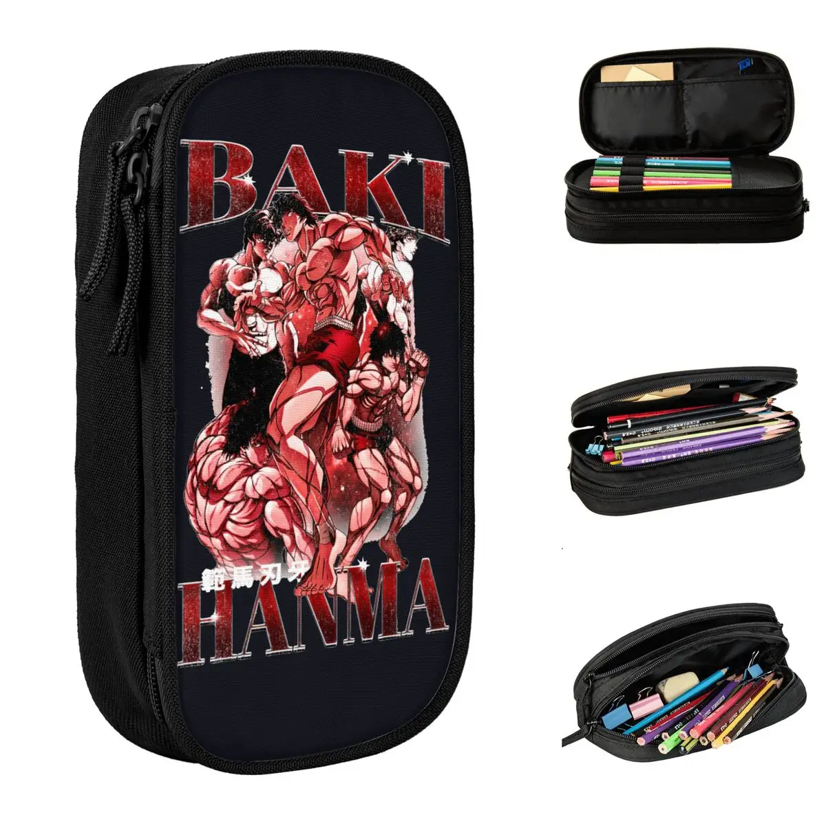 Baki Hanma Vintage 90s Pencil Cases Classic Manga Anime Pen Holder Bag Girl Boy Large Storage Office Gifts Pencil Box