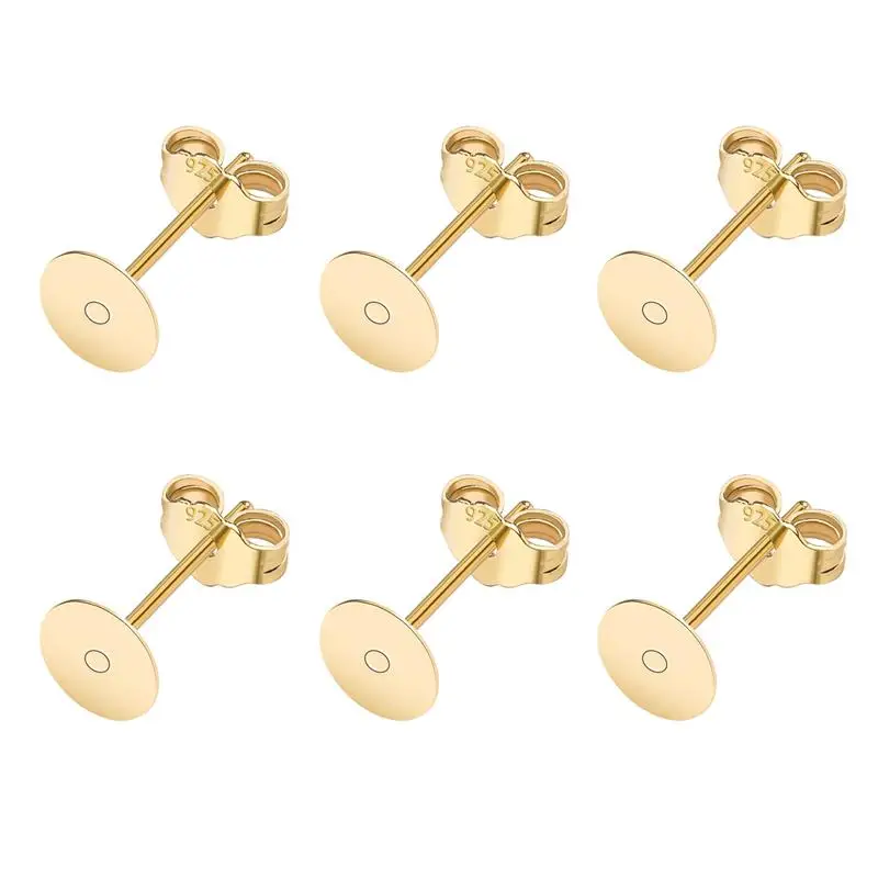 50 stks/partij 925 Verzilverd Blank Post Earring Studs Base Pin Met Oorbel Plug Bevindingen Oor Terug DIY Sieraden Maken Accessoires