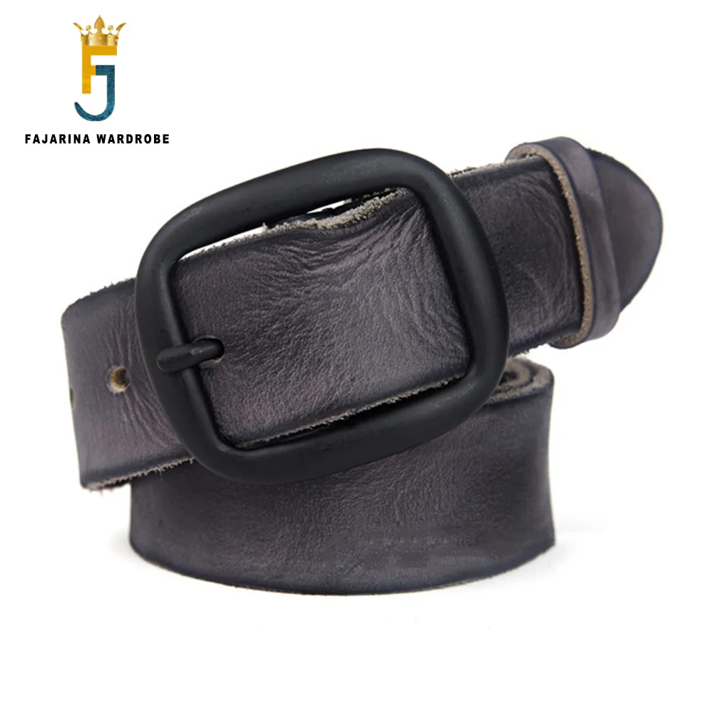 Fajarin-cinturones de piel de vaca para hombre, piel de vaca auténtica doblada, estilo Retro occidental, de alta calidad, N17FJ091