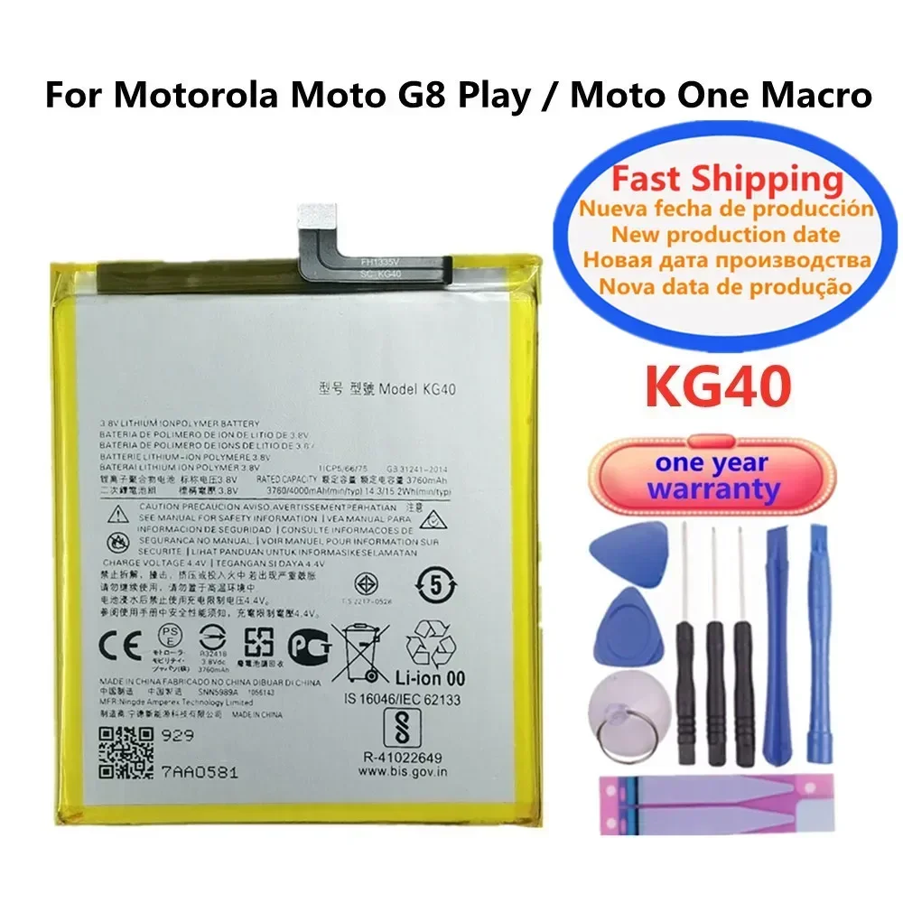 4000mAh KG40 Battery For Motorola Moto G8 Play One Macro Dual SIM XT2015-2 XT2016-1 XT2016-2 Phone Batteria Bateria Battery