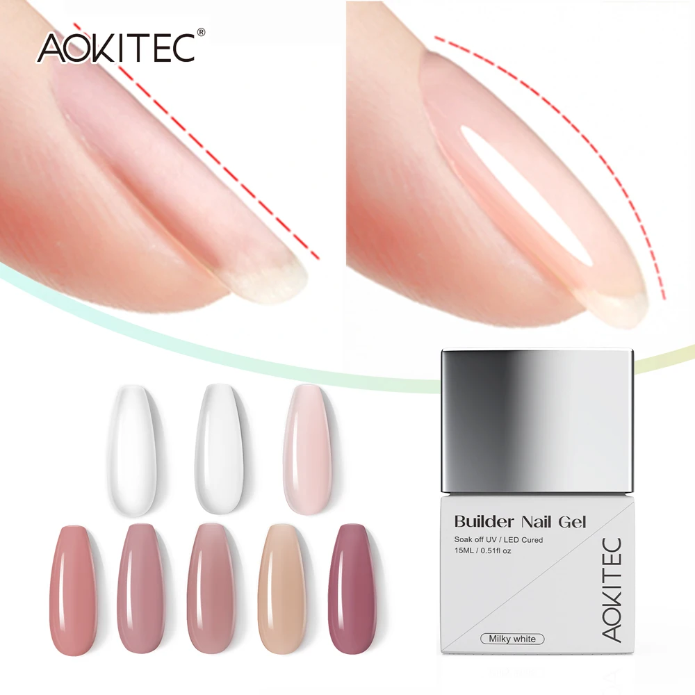 

Aokitec 15ML Builder Nail Gel Self Leveling Build Nail Apex & C-Curve Strengthen for Nails Repair Care