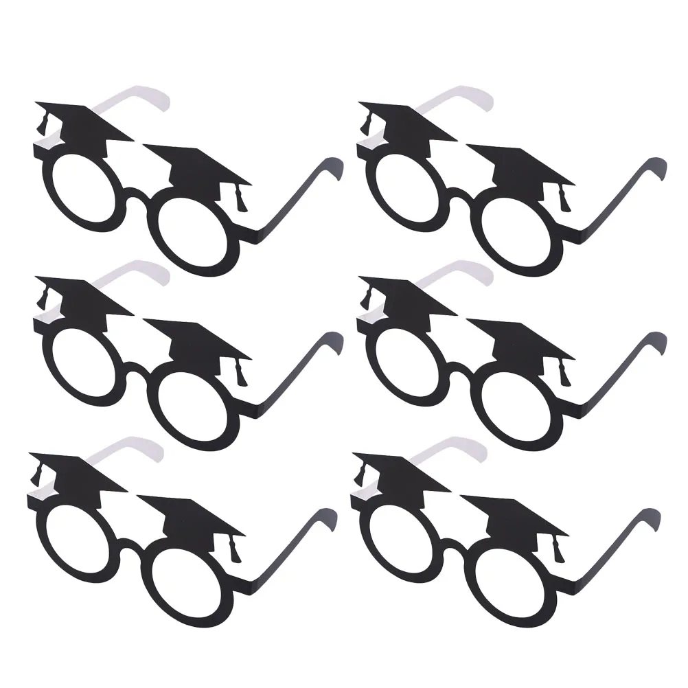 

12 Pcs Make up Graduation Hat Glasses Student Eyeglasses Party Hats Funky Paper