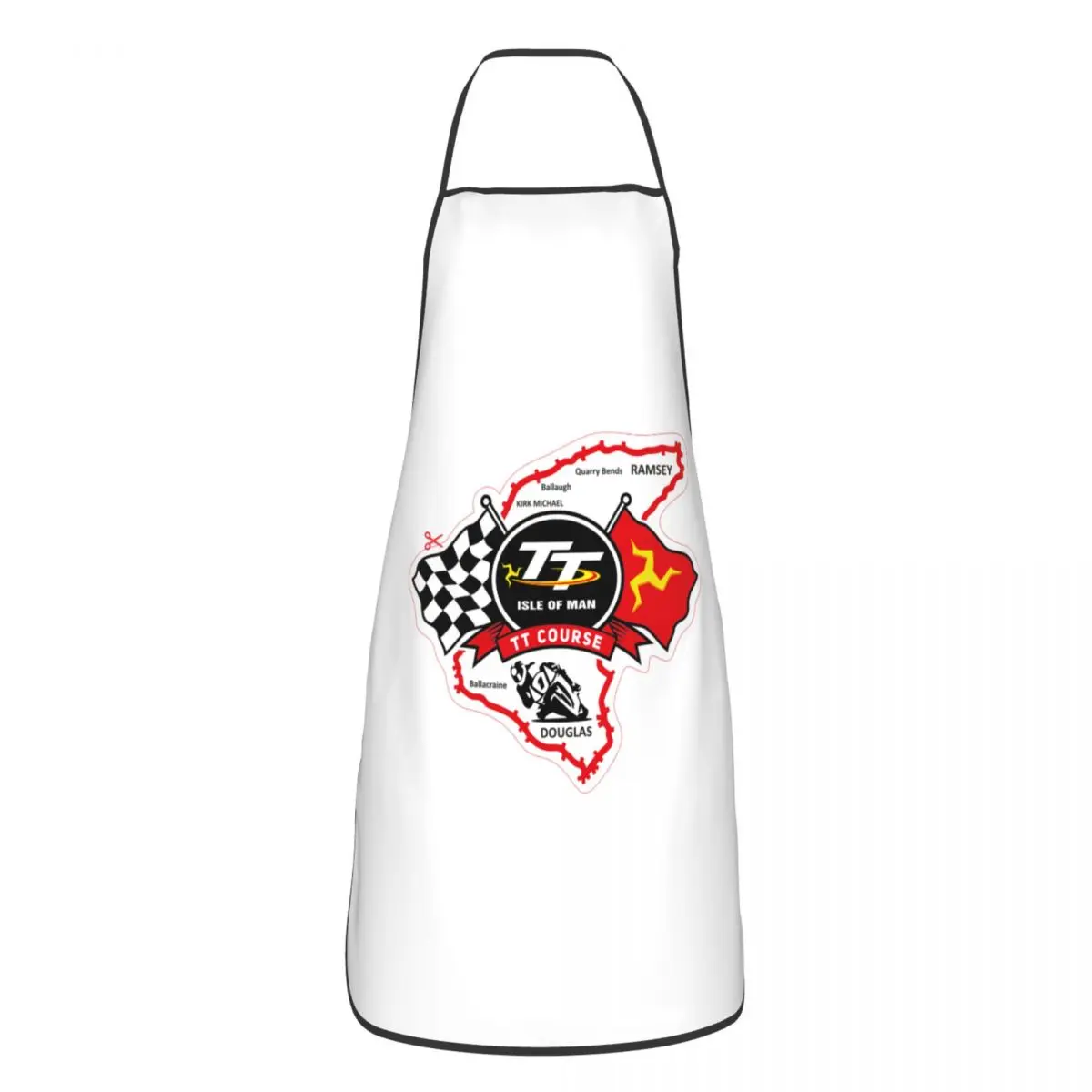 مخصص جزيرة مان Tt سباق مآزر مضحكة للدراجات النارية الرياضة الكبار المطبخ الشيف مريلة Tablier المطبخ الطبخ الخبز البستنة #1