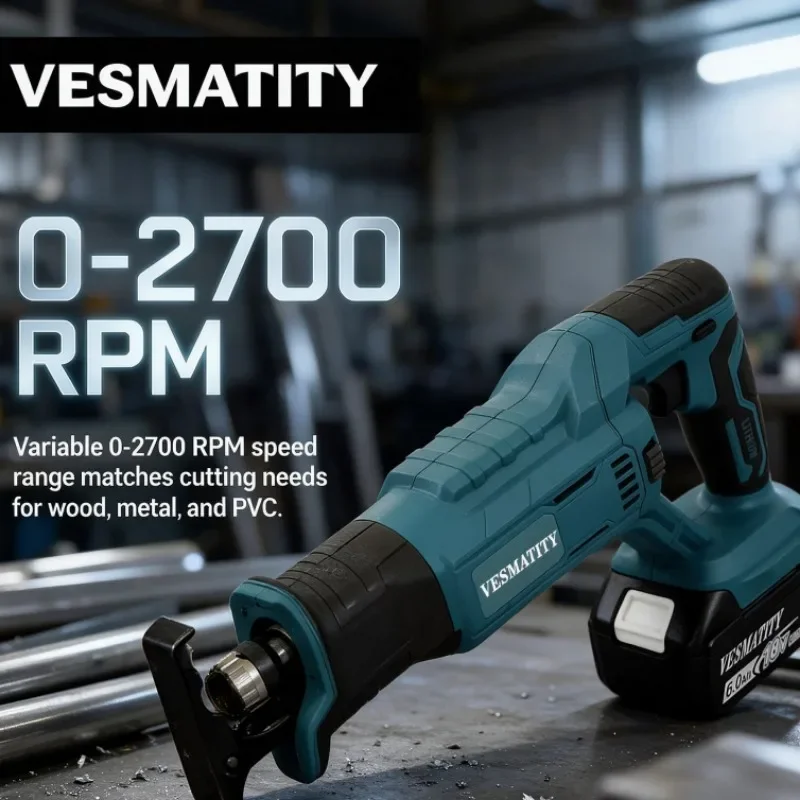 Reciprocating Saw Brushless Motor 0-2700 RPM Tool-Free Blade Change 1 Inch Stroke for Wood Metal PVC for 18V-20V Battery