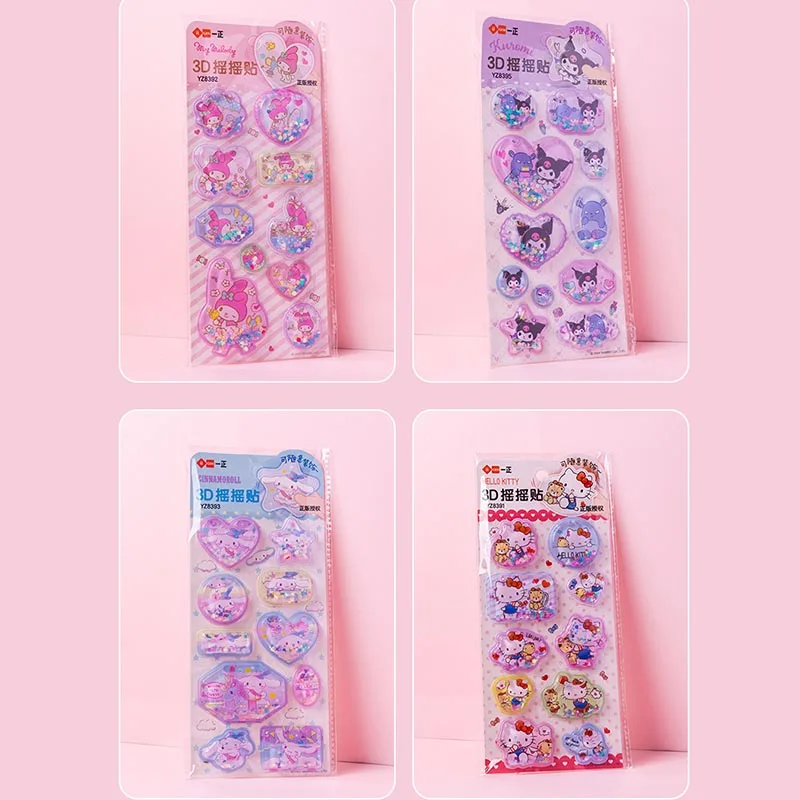 12pcs/lot Sanrio Kuromi Melody Water Stickers Kitty Scrapbooking DIY Diary Decorative Stationery Sticker Album Stick Label