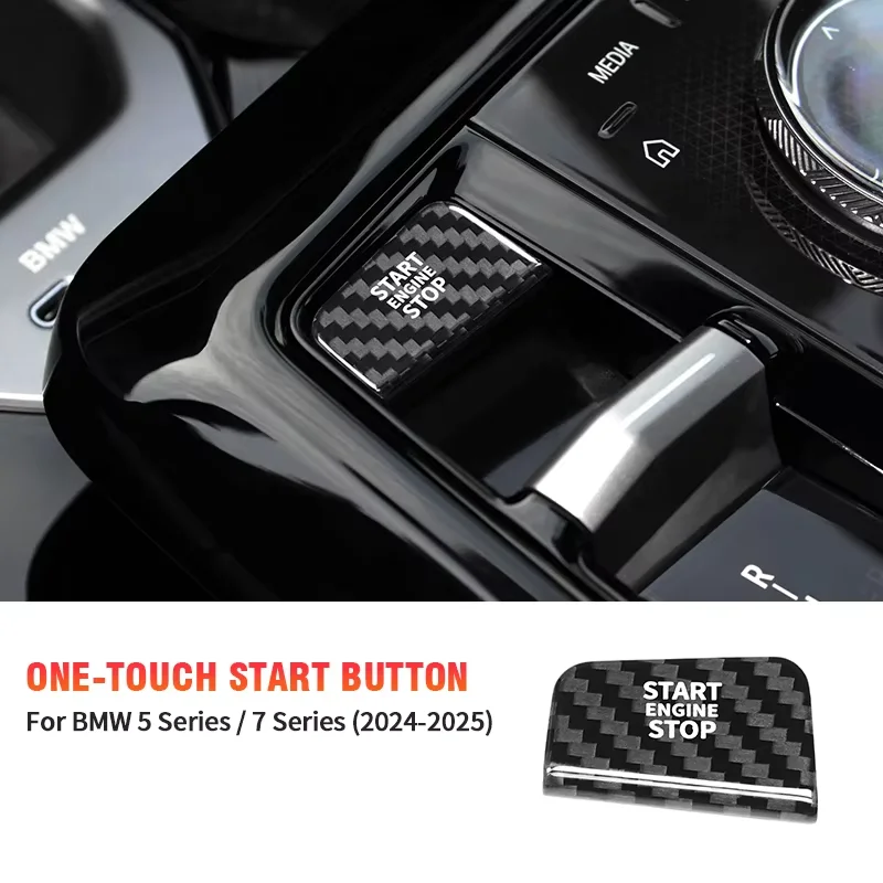 

For BMW 5 7 Series Real Dry Carbon Fiber 2024-2025 Start Engine Stop Button Interior Decoration Modification Accessories